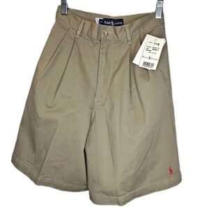 Vtg Polo Ralph Lauren Pleated Shorts Size 6 26/8" Khaki Beige USA Union Made Nwt